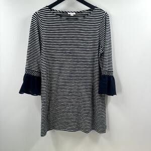 J. Jill Navy Blue Striped Tunic w/ Eyelet Detail Size Medium